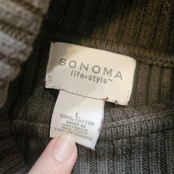 Vtg Sonoma Multicolor Turtleneck Womens L Ribbed Green Red Y2K Cottagecore Boho - Picture 6 of 8